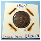 1864 2 Cent Piece Small Date