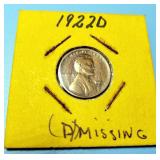 1922-"D" Missing Lincoln Wheat Cent