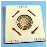 1863 Indian Head Cent White Penny