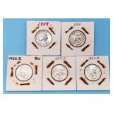 (5) Washington Quarters 1949 - 1955D