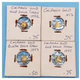 (4) California Gold Tokens 1852 1853 1855