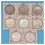 1884 - 1891 Morgan Silver Dollars (8)