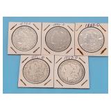 1879 - 1887 O Morgan Silver Dollars (5)