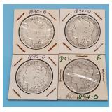 1890 - 1894-O Morgan Silver Dollars (4)