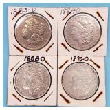 1883 - 1890-O Morgan Silver Dollars (4)