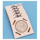 1964, 1964-D Kennedy Half Dollars (6)