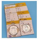 (30) Franklin Half Dollars 1948D - 1963D