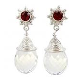 SaJen Bead & Red Diamante Drop Earrings