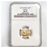 2014 China 1/10 oz Gold Panda MS-70 NGC
