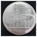 1974 Canada Silver $10 Olympics BU
