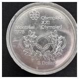 1974 $5 Canada SILVER Olympic Rings and Wreath