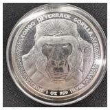 2016 Republic of Congo 1 oz Silver Silverback