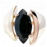 Marquise Onyx Modern Ring 14k Yellow Gold