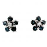 Blue Topaz & White Quartz Flower Earrings