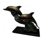 Sculpted Vintage Bronze of 2 Bottle Nose Dolphins