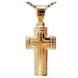 High Polish Sculpted Cross Pendant 14k Gold