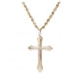Large 2" Cross Rope Necklace 10k Gold