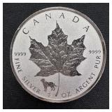 2018 -1 oz Silver Maple Leaf Lunar Dog Privy BU