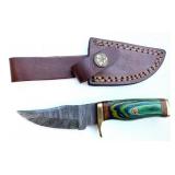6" Damascus Steel & Hardwood Boot Knife