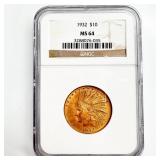 1932 $10 Indian Head Gold Eagle MS-64 NGC