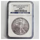 RARE 2008-W Rev of 07 Silver Eagle MS69 NGC ER