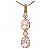 Luxury Diamond & Rose Quartz Pendant 18k Gold