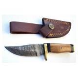 5.9" Damascus Steel & Hardwood Boot Knife