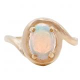 Opal Solitaire Occasion Ring 14k Yellow Gold