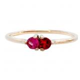 Red & Pink Spinel Stack Ring 14k VALENTINES