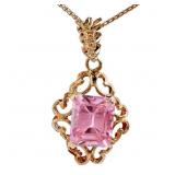Romantic Pink Ice Pendant 10k Yellow Gold