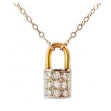 1/4 Carat Diamond Lock Pendant Necklace 14k Gold