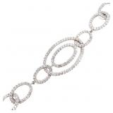 3.5 CTW Diamond Oval Link Bracelet 18k White Gold