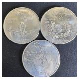 (3) Silver Canadian Olympics Coins- Asst