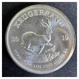 2019 South Africa 1 oz Silver Krugerrand BU