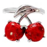 Red Coral Cherry Statement Ring