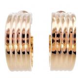 Wide Ribbed Leverback Hoop Earrings 14k Gold