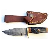6" Damascus Steel & Hardwood Boot Knife