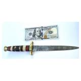 Lg. 13" Damascus & Bone Dagger Knife