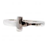 Polished & Hammered Texture Sideways Cross Ring
