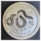 10 oz Fine Silver 2013 Year of the Snake Round