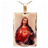 Sacred Heart of Jesus Motif Pendant 14k Gold