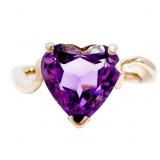 1.25 Carat Heart Amethyst Solitaire Ring 14k Gold