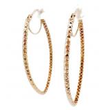 1.5' Oval Sparkle Hoop Earrings 14k Yellow Gold