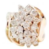 1.3 CTW Diamond Cluster Dinner Ring 10k Gold