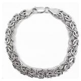 Byzantine Fancy Link Bracelet 14k White Gold 6.5mm