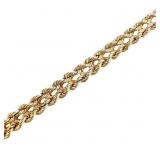 7.25' Double Rope Link Chain Bracelet 14k Gold