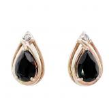 2 CTW Onyx Teardrop Stud Earrings 14k Gold