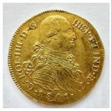 RARE 1801-P JF Colombia Gold 8 Escudos Charles I