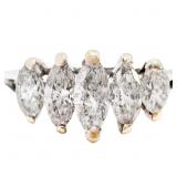 1 CTW Marquise Diamond 5-Stone Ring 14k Gold