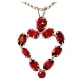 3 CTW Garnet Heart Pendant 10k Yellow Gold